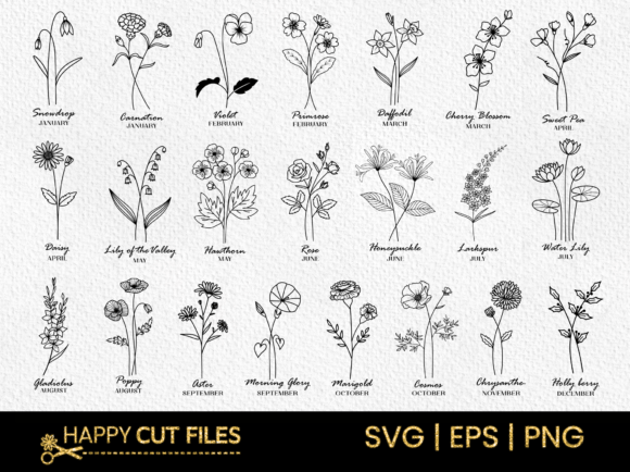Download Birth Flower Svg Bundle Floral Clipart - Floral clipart Collection