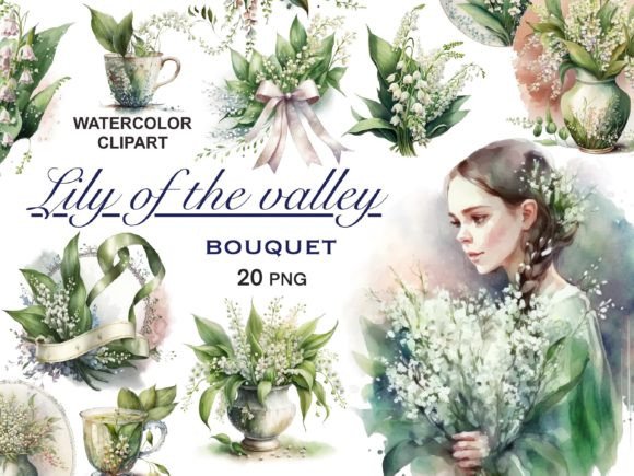 Download Watercolor Lily of the Valley Bouquets - Lily of the valley Collection