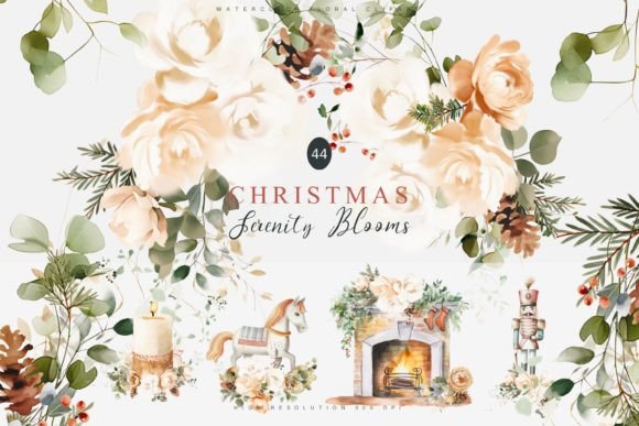 Download Watercolor Christmas Floral Clipart Set - Floral clipart Collection