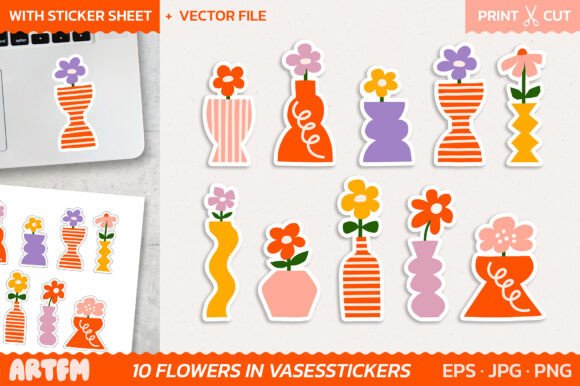 Download Potted Flowers Printable Sticker Pack - Potted flowers Collection