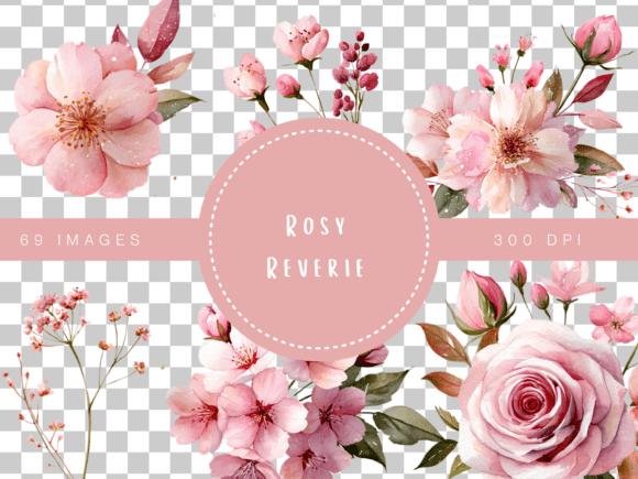 Download Rosy Reverie Watercolor Floral Clipart C - Floral clipart Collection