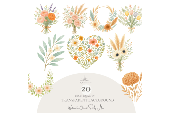 Download Boho Floral Clipart Set - Floral clipart Collection