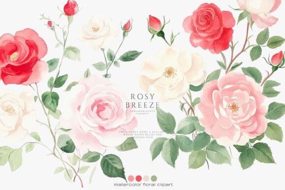 Download Vintage Roses Floral Clipart Set - Floral clipart Collection