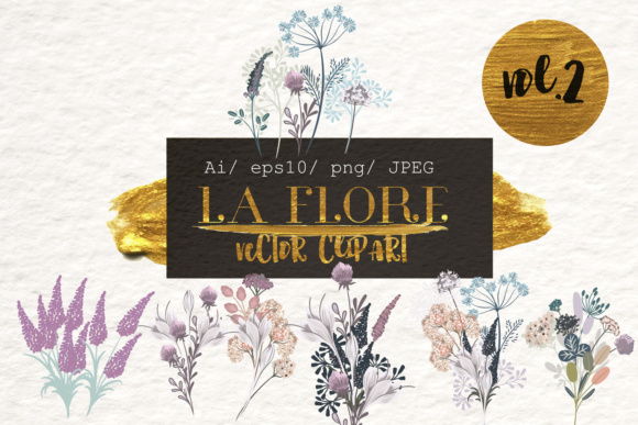 Download Vector Floral Clipart Collection in Rustic Watercolor Style Vol.2 - Floral clipart Collection