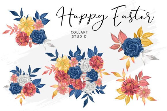 Download Cute Easter Floral Clipart Set - Floral clipart Collection