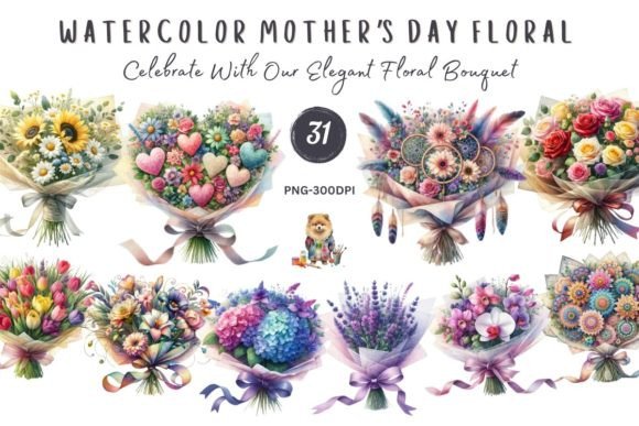 Download Watercolor Mothers Day Floral Clipart - Floral clipart Collection