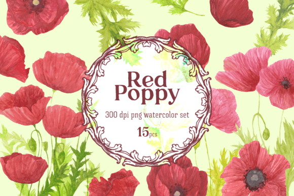 Download Red Poppy Watercolor Floral Clipart - Floral clipart Collection