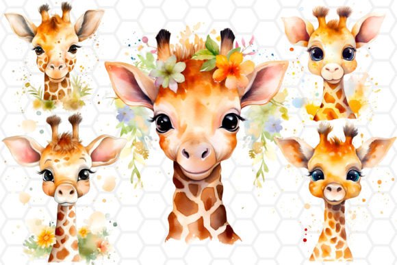 Download Watercolor Giraffe Clipart Bundle PNG - Watercolor giraffe clipart Collection