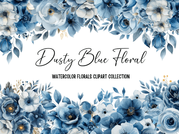 Download Dusty Blue Floral Clipart Collection - Floral clipart Collection