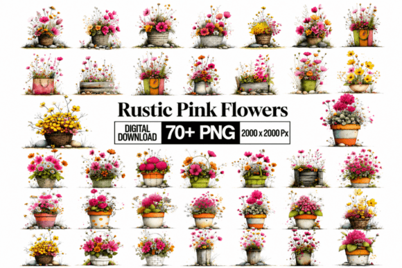 Download Rustic Pink Whimsical Floral Clipart - Floral clipart Collection