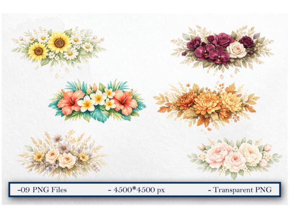 Download Watercolor Whimsical Floral Clipart Set - Floral clipart Collection