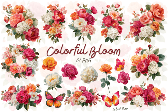 Download Colorful Bloom Floral Clipart Bundle - Floral clipart Collection