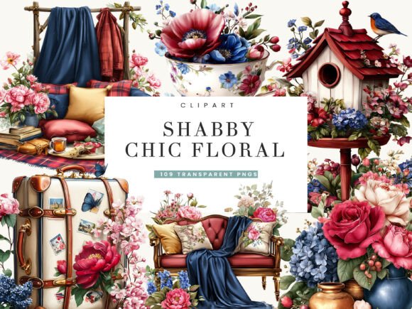 Download Shabby Chic Floral Clipart Bundle - Floral clipart Collection