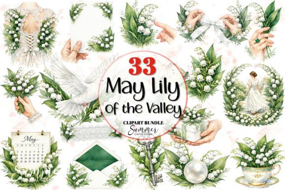 Download May Lily of the Valley Clipart Bundle - Lily of the valley Collection